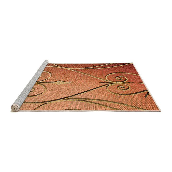 Sideview of Machine Washable Transitional Orange Rug, wshpat969org