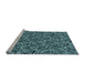 Sideview of Machine Washable Transitional Deep Teal Green Rug, wshpat970lblu