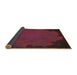 Thickness of Patterned Burgundy Red Rug, pat971brn