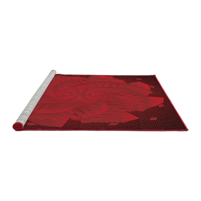 Sideview of Machine Washable Transitional Crimson Red Rug, wshpat971rd