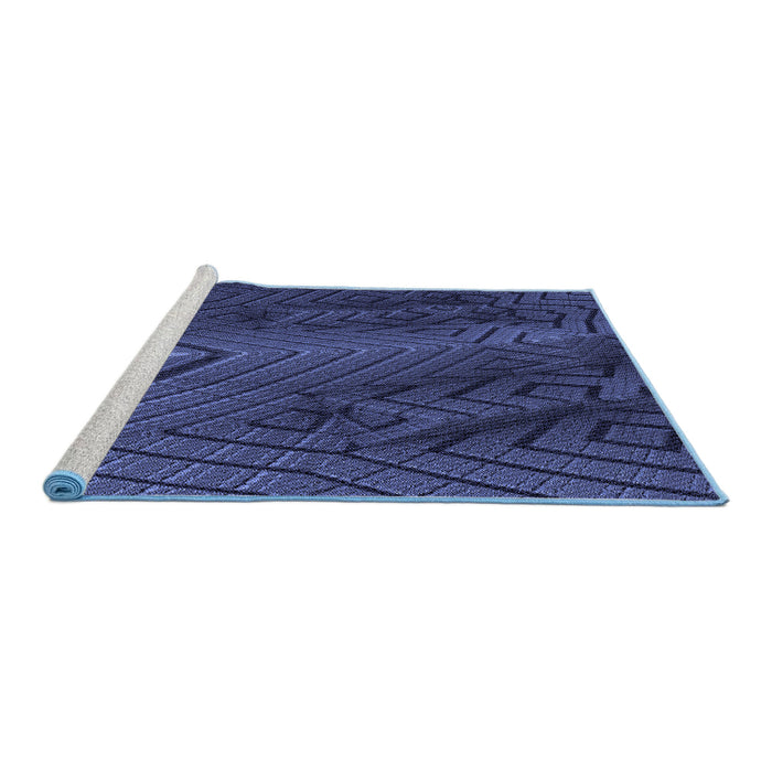 Sideview of Machine Washable Transitional Royal Blue Rug, wshpat972blu