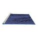 Sideview of Machine Washable Transitional Royal Blue Rug, wshpat972blu