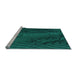 Sideview of Machine Washable Transitional Dark Cyan Green Rug, wshpat972lblu