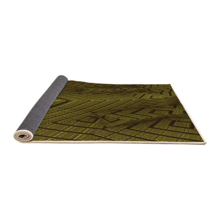 Thickness of Patterned Dark Yellow Green Rug, pat972org