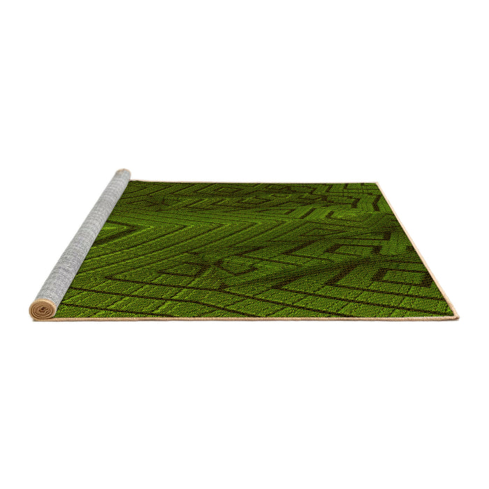 Sideview of Machine Washable Transitional Dark Forest Green Rug, wshpat972yw