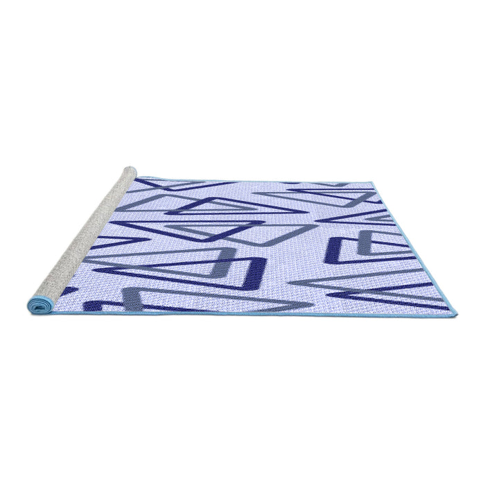 Sideview of Machine Washable Transitional Blue Rug, wshpat973blu