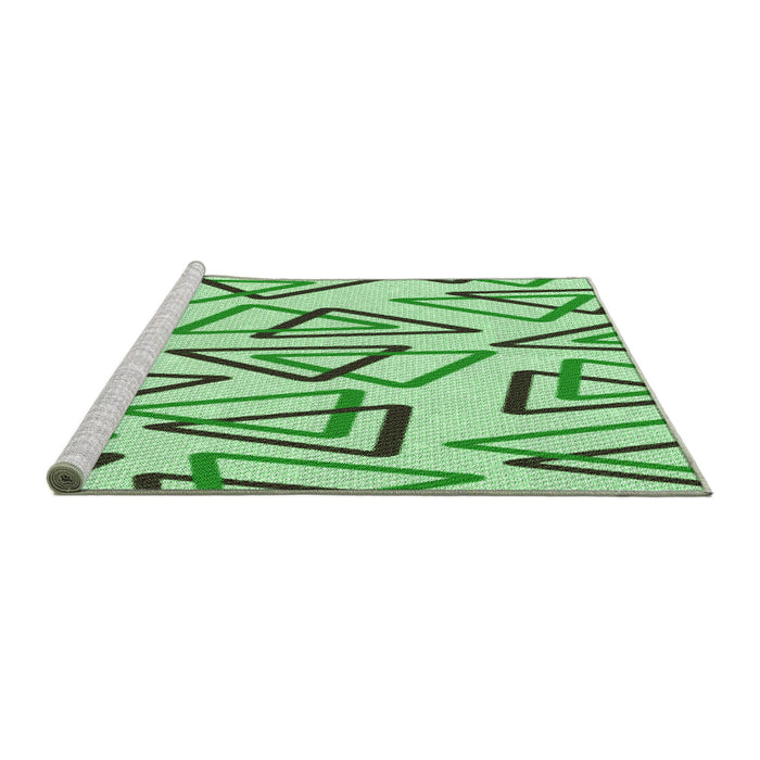 Sideview of Machine Washable Transitional Green Rug, wshpat973grn