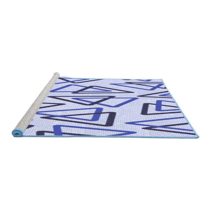 Sideview of Machine Washable Transitional Blue Rug, wshpat974blu
