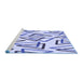 Sideview of Machine Washable Transitional Blue Rug, wshpat974blu