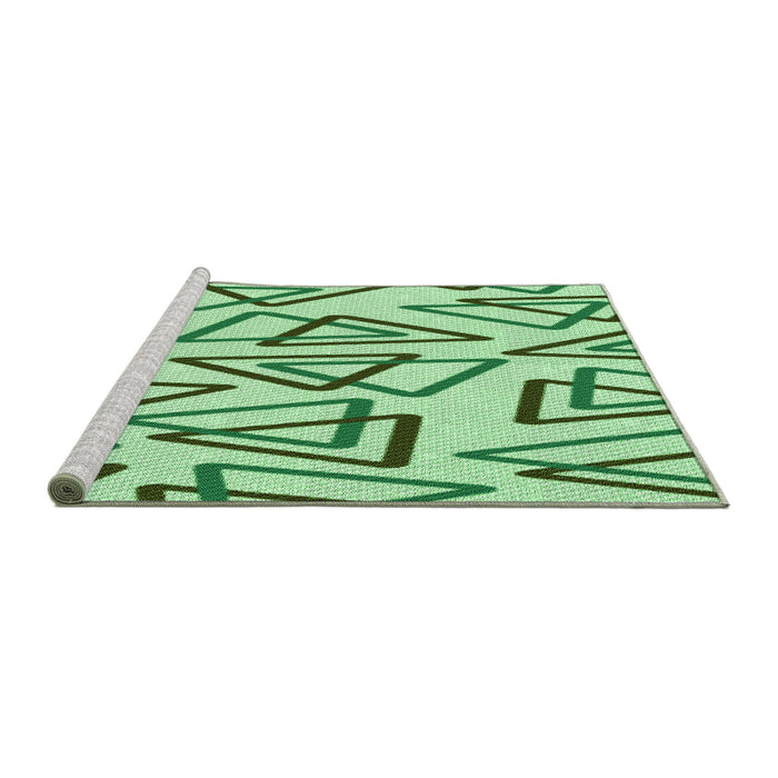 Sideview of Machine Washable Transitional Green Rug, wshpat974grn