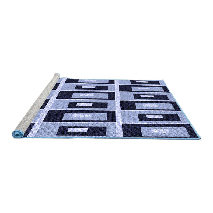 Sideview of Machine Washable Transitional Blue Rug, wshpat975blu