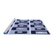 Sideview of Machine Washable Transitional Blue Rug, wshpat975blu