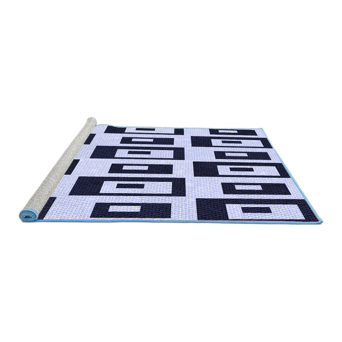 Sideview of Machine Washable Transitional Dark Slate Blue Rug, wshpat976blu