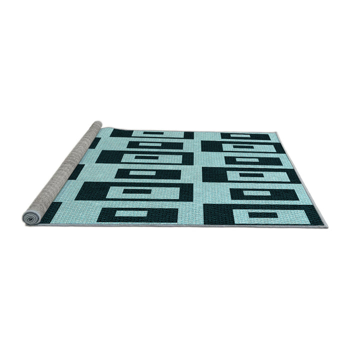 Sideview of Machine Washable Transitional Deep-Sea Blue Rug, wshpat976lblu