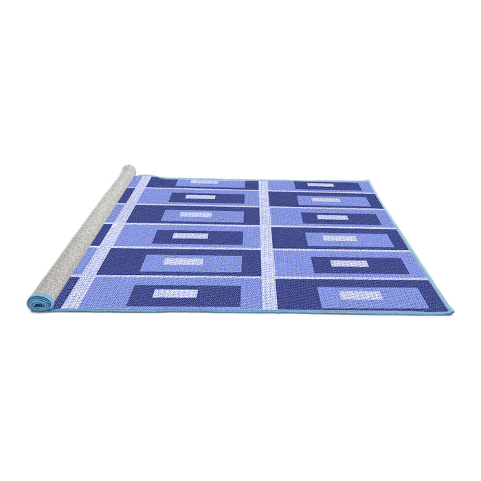 Sideview of Machine Washable Transitional Blue Rug, wshpat977blu