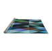 Sideview of Machine Washable Transitional Macaw Blue Green Rug, wshpat98lblu