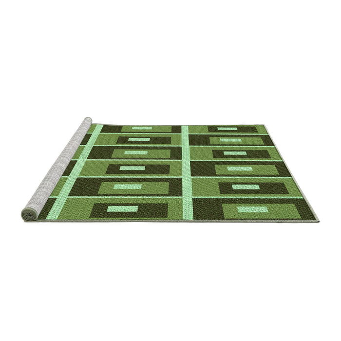 Sideview of Machine Washable Transitional Green Rug, wshpat980grn