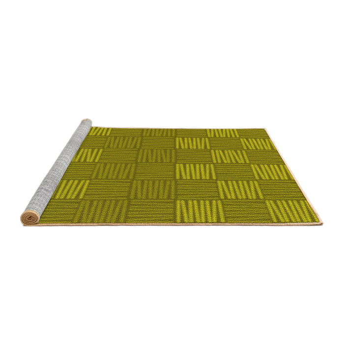 Sideview of Machine Washable Transitional Dark Yellow Green Rug, wshpat981yw