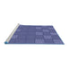 Sideview of Machine Washable Transitional Medium Slate Blue Rug, wshpat982blu