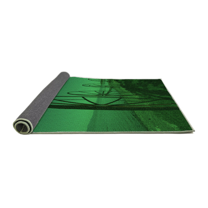 Thickness of Patterned Deep Emerald Green Rug, pat987grn