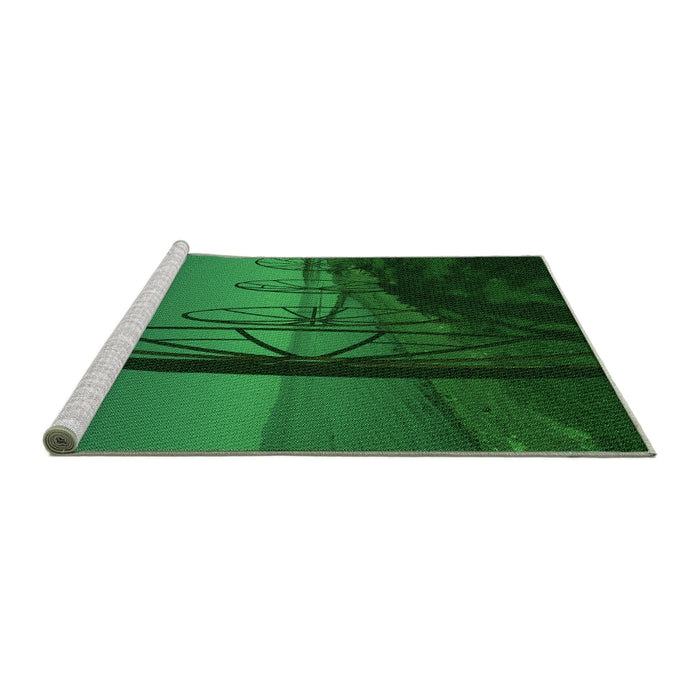 Sideview of Machine Washable Transitional Deep Emerald Green Rug, wshpat987grn