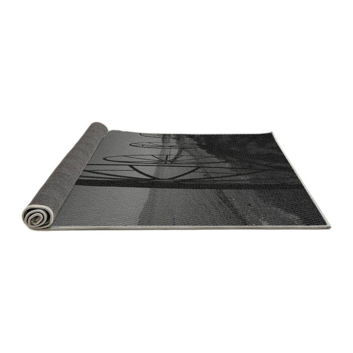 Thickness of Patterned Charcoal Black Rug, pat987gry