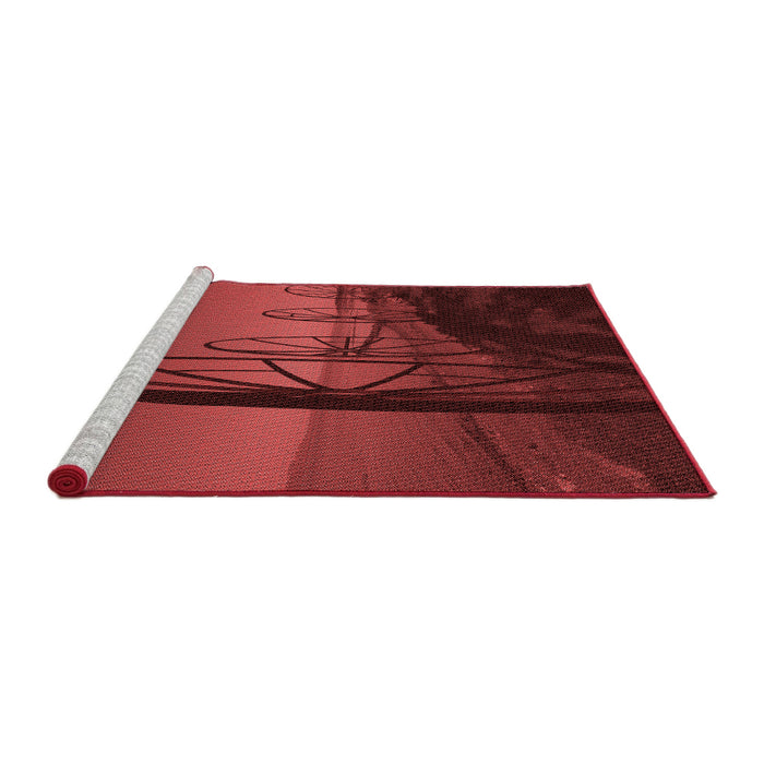 Sideview of Machine Washable Transitional Crimson Red Rug, wshpat987rd