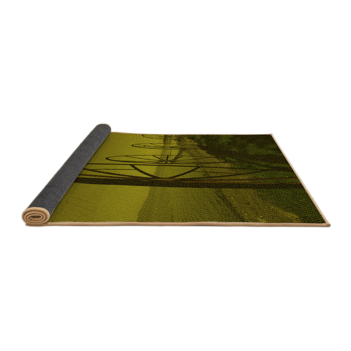 Thickness of Patterned Dark Yellow Green Rug, pat987yw