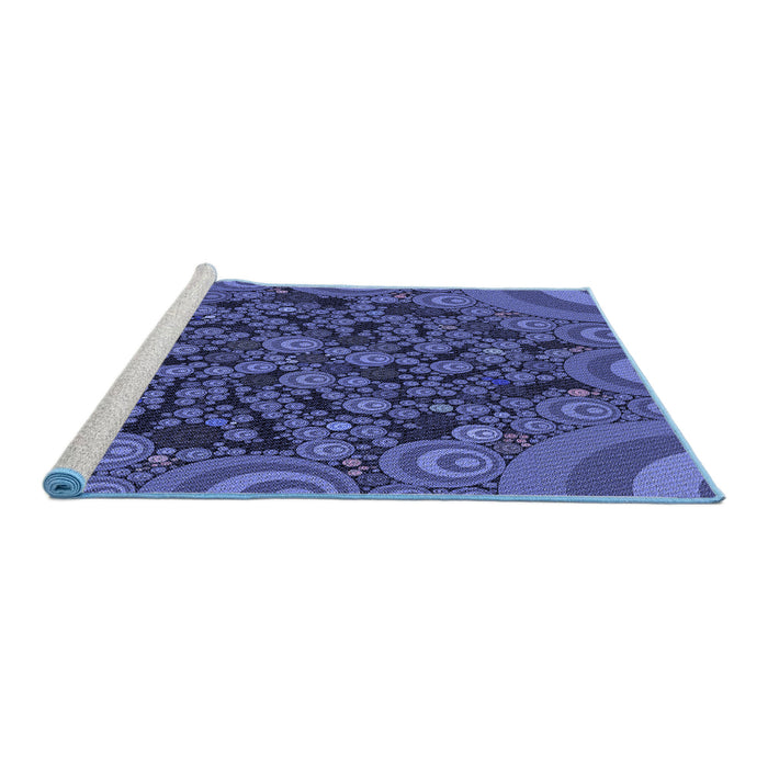 Sideview of Machine Washable Transitional Blue Rug, wshpat988blu