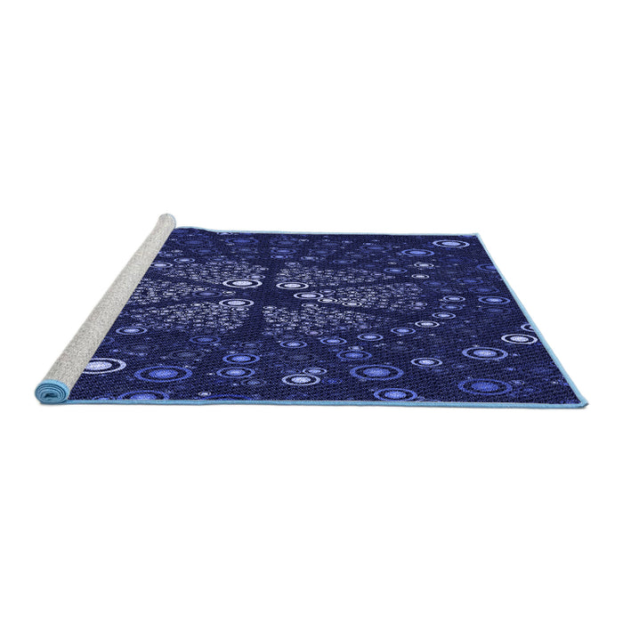 Sideview of Machine Washable Transitional Blue Rug, wshpat989blu