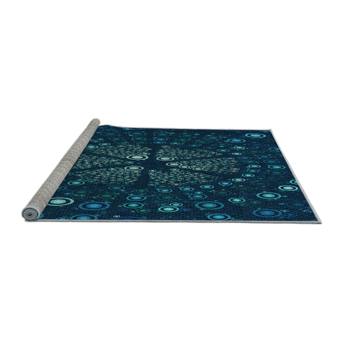 Sideview of Machine Washable Transitional Blue Rug, wshpat989lblu