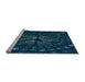 Sideview of Machine Washable Transitional Blue Rug, wshpat989lblu