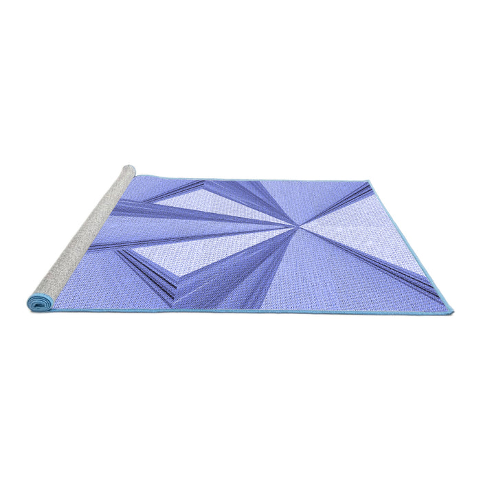 Sideview of Machine Washable Transitional Jeans Blue Rug, wshpat990blu