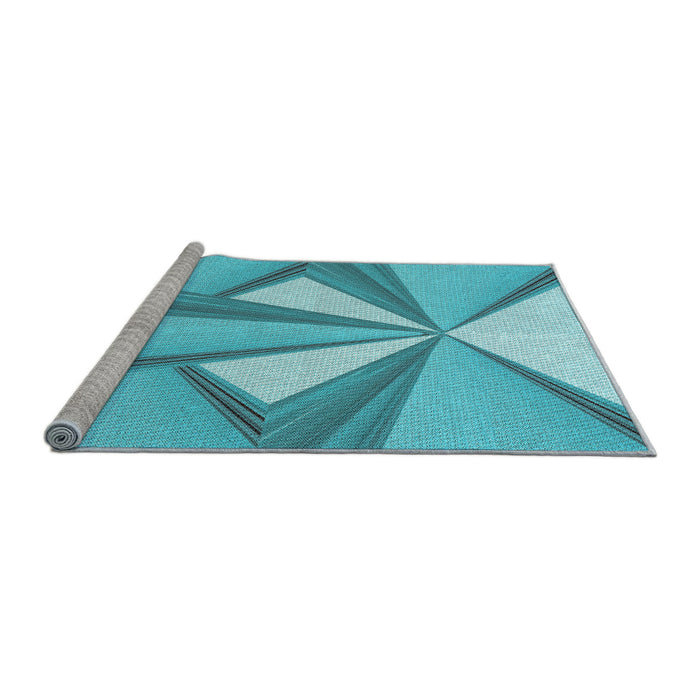 Sideview of Machine Washable Transitional Dark Turquoise Green Rug, wshpat990lblu