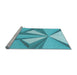 Sideview of Machine Washable Transitional Dark Turquoise Green Rug, wshpat990lblu