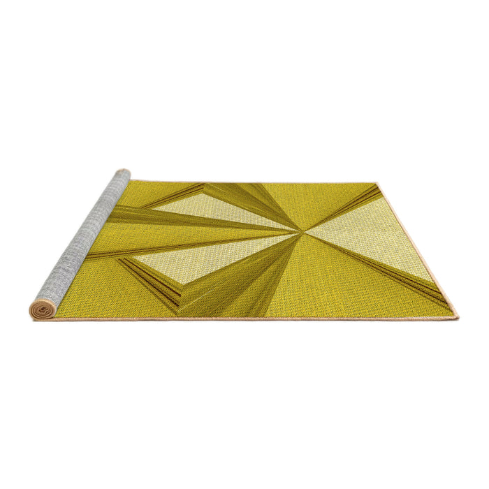 Sideview of Machine Washable Transitional Bright Gold Yellow Rug, wshpat990yw