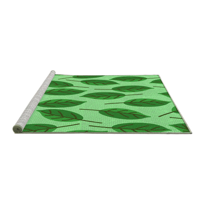 Sideview of Machine Washable Transitional Green Rug, wshpat993grn