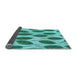 Thickness of Patterned Bright Turquoise Blue Rug, pat993lblu