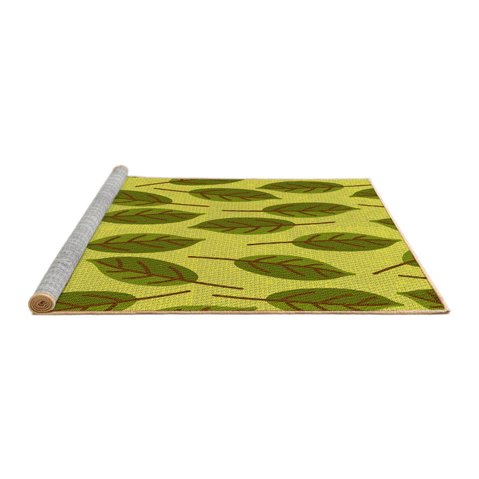 Sideview of Machine Washable Transitional Olive Green Rug, wshpat993yw