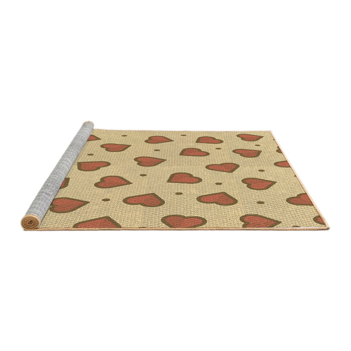 Sideview of Machine Washable Transitional Mustard Yellow Rug, wshpat994brn