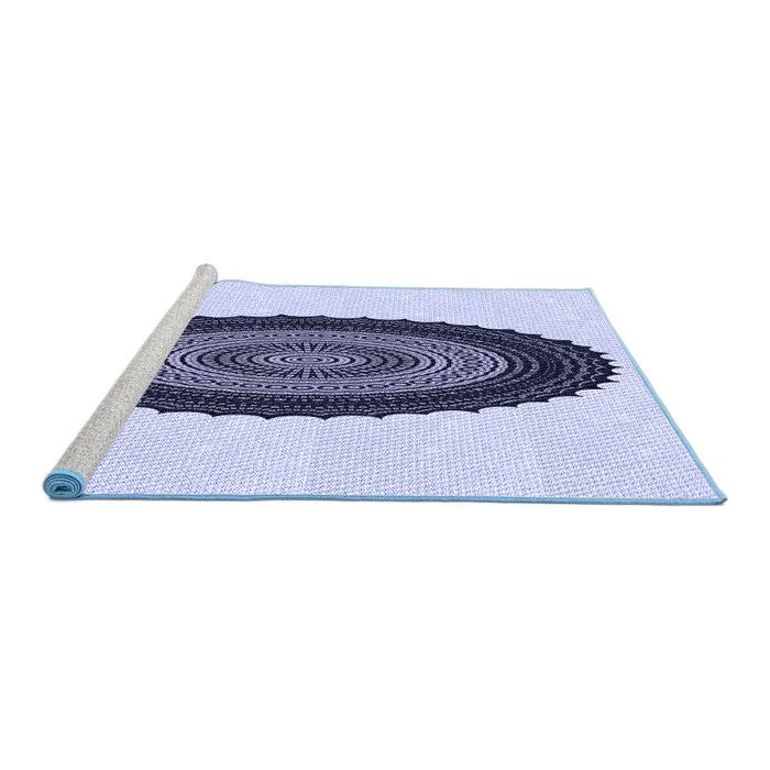 Sideview of Machine Washable Transitional Lavender Blue Rug, wshpat996blu