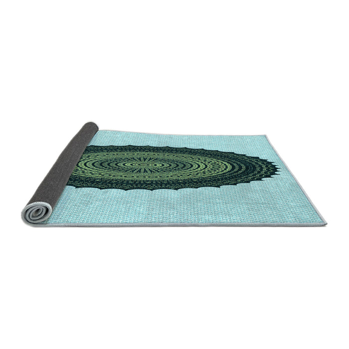 Thickness of Patterned Light Aquamarine Green Rug, pat996lblu