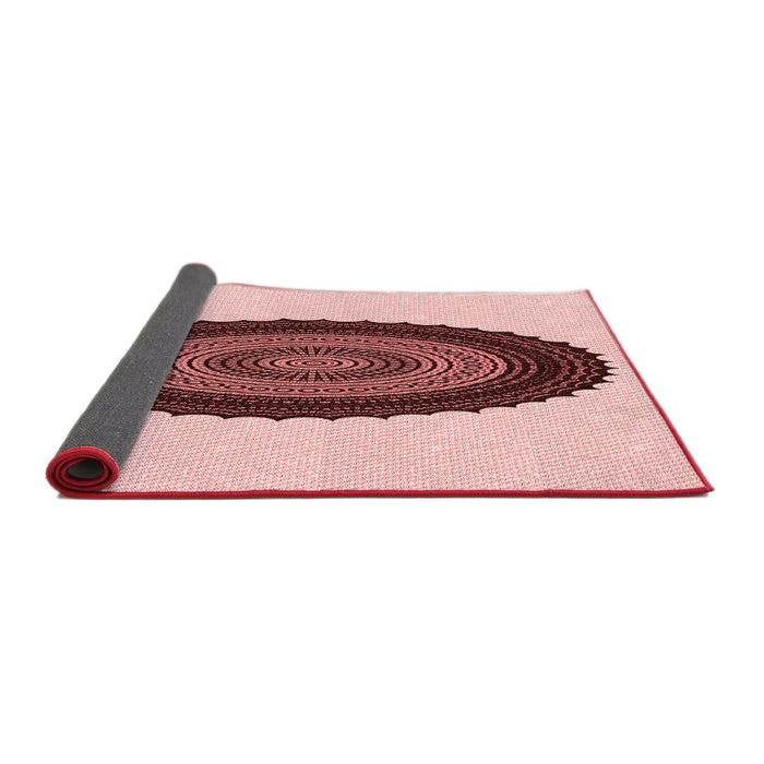 Thickness of Patterned Light Red Pink Rug, pat996rd