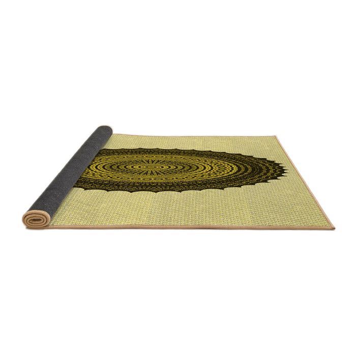 Thickness of Patterned Mustard Yellow Rug, pat996yw