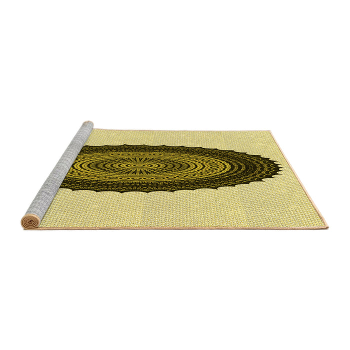 Sideview of Machine Washable Transitional Mustard Yellow Rug, wshpat996yw
