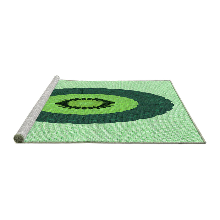 Sideview of Machine Washable Transitional Light Green Rug, wshpat997grn