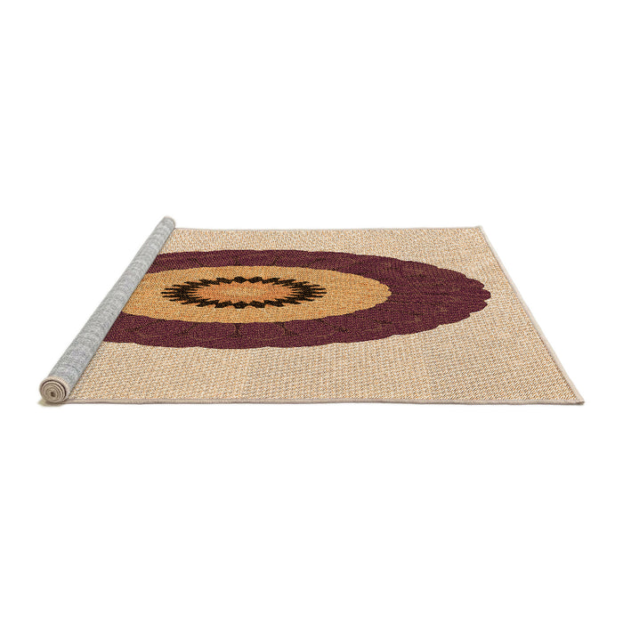 Sideview of Machine Washable Transitional Deep Peach Orange Rug, wshpat997org