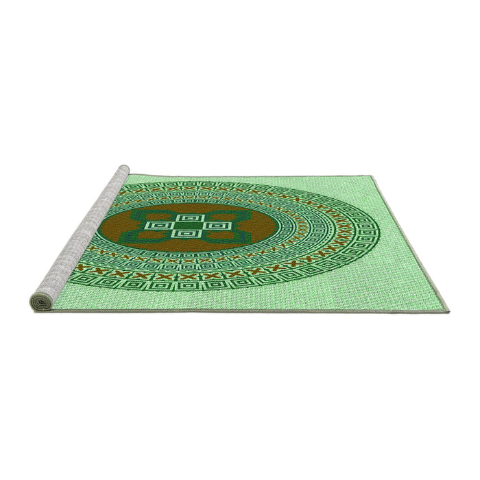 Sideview of Machine Washable Transitional Green Rug, wshpat998grn