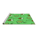 Sideview of Machine Washable Transitional Neon Green Rug, wshpat999grn