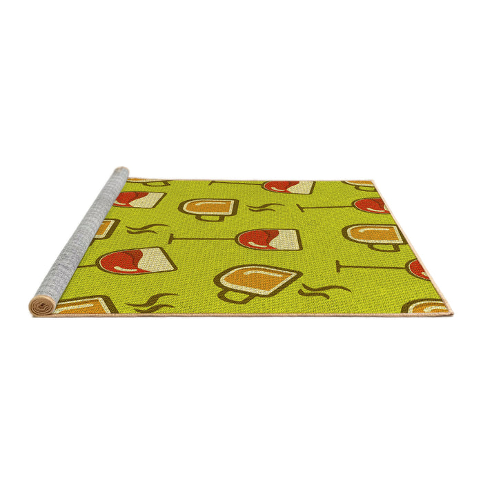 Sideview of Machine Washable Transitional Yellow Rug, wshpat999yw